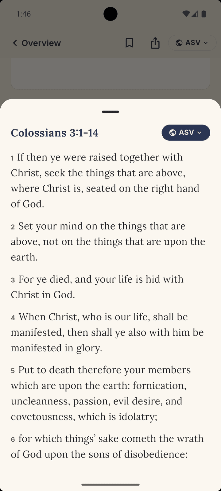 Verse reading sheet